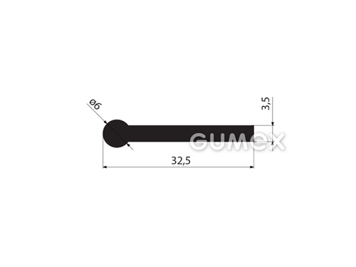 Profil pryžový tvaru "I", 32,5x6/3,5mm, 60°ShA, EPDM, -40°C/+100°C, černý